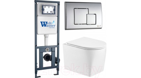 Унитаз подвесной с инсталляцией WeltWasser Marberg 410 + Nesenbach 004 GL-WT + Mar 507 SE