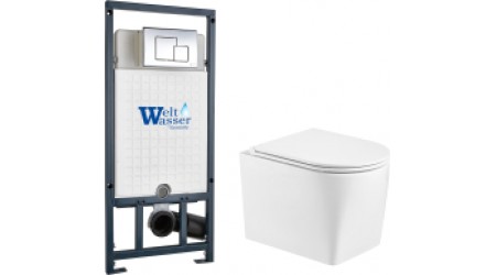 Унитаз подвесной с инсталляцией WeltWasser Marberg 507 + Nesenbach 004 GL-WT + Mar 507 SE-CR