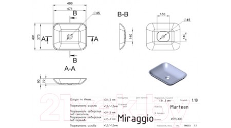 Умывальник Miraggio Marteen Matt