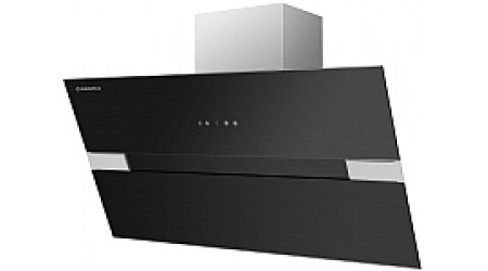 Вытяжка наклонная Maunfeld Mersey 90 (нержавеющая сталь/черное стекло)