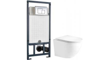 Унитаз подвесной с инсталляцией WeltWasser Merzbach 004 GL-WT + Marberg 507 SE 