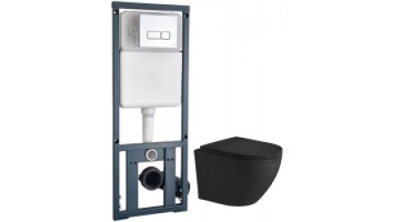 Унитаз подвесной с инсталляцией WeltWasser Merzbach 004 MT-BL + Marberg 410 SE