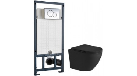 Унитаз подвесной с инсталляцией WeltWasser Merzbach 004 MT-BL + Marberg 507 RD 