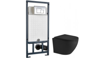 Унитаз подвесной с инсталляцией WeltWasser Merzbach 004 MT-BL + Marberg 507 SE