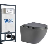 Унитаз подвесной с инсталляцией WeltWasser Merzbach 004 MT-GR + Marberg 507 RD