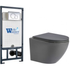 Унитаз подвесной с инсталляцией WeltWasser Merzbach 004 MT-GR + Marberg 507 RD