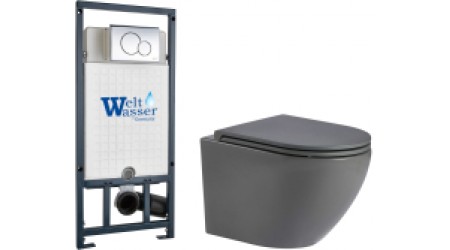 Унитаз подвесной с инсталляцией WeltWasser Merzbach 004 MT-GR + Marberg 507 RD 