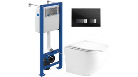 Унитаз подвесной с инсталляцией WeltWasser Merzbach 004 MT-WT + S-IN-MZ-VECTOR + P-BU-MOV/Blg/Gl