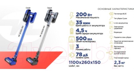 Вертикальный пылесос Maunfeld MF-2032GR Pro