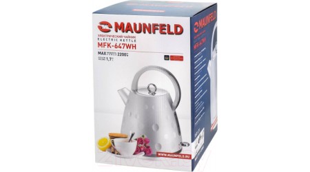 Электрочайник Maunfeld MFK-647WH (белый/хром)