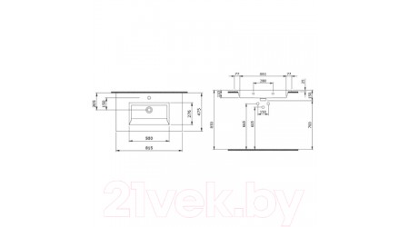 Умывальник Bocchi Milano 80 / 1113-001-0126
