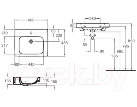 Умывальник Kolo Modo L31960000 (60x49)