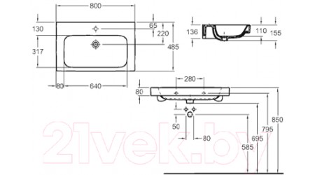 Умывальник Kolo Modo L31980000 (80x49)