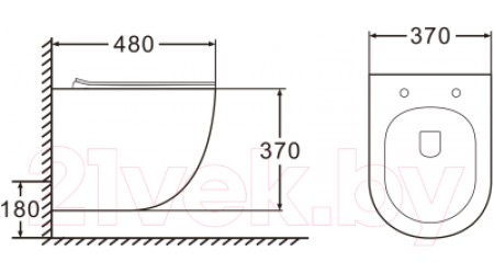 Унитаз подвесной Azario Morano AZ-450W (с сиденьем)