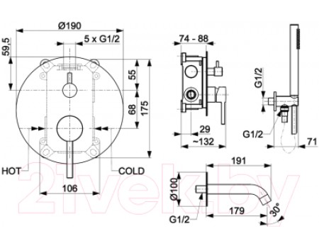 Душевой гарнитур Armatura Moza 5039-401-81 (черный)