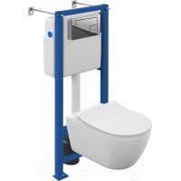 Унитаз подвесной с инсталляцией Cersanit Nature Oval CO DPL EO Slim / 64576