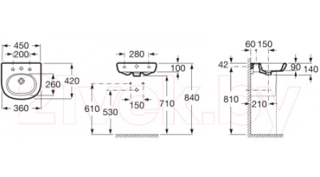 Умывальник Roca N-Meridian Mini 45x42 / А327245000