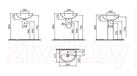 Умывальник VitrA Norm Fit 55 6894B099-1776