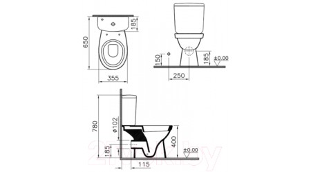Унитаз напольный VitrA Norm Fit / 9844B099-7200 (с сиденьем теромопласт)
