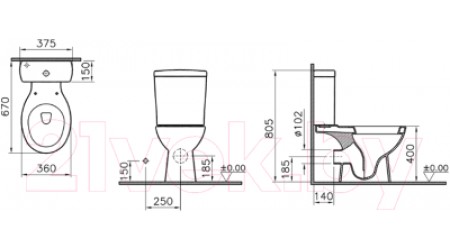 Унитаз напольный VitrA Norm Nord / 9845B099-7202 (с сиденьем дюропласт)