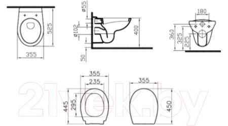 Унитаз подвесной с инсталляцией VitrA Normus / 9773B003-7206