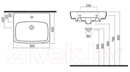 Умывальник Kolo Nova Pro M31151000 (50x42)