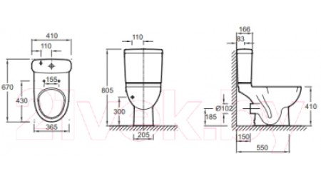 Унитаз напольный Jacob Delafon Odeon Up 4956CK-00 + E4740-00 + 8322K-00