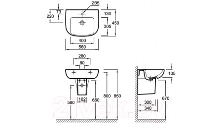 Умывальник Jacob Delafon Odeon Up E4737-00