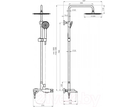 Душевая система Rubineta Olo + Ultra-10 SW / 625125