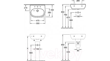 Умывальник Villeroy & Boch O.Novo 5160-55-01