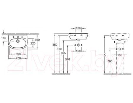 Умывальник Villeroy & Boch O.Novo 5360 4501