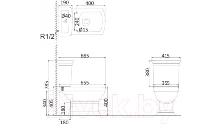 Унитаз напольный Creo Ceramique Orleans OR1002+OR1003+OR1001