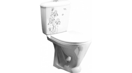 Унитаз напольный Оскольская керамика Радуга + декор Цветы