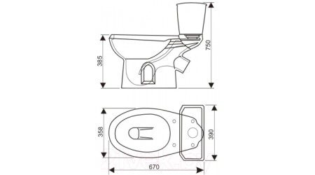 Унитаз напольный Оскольская керамика Элисса (черный, с гофрой)
