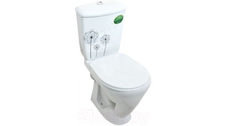 Унитаз напольный Оскольская керамика Радуга + декор одуванчики (с гофрой)