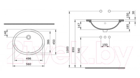 Умывальник Bocchi Parma 56 / 1384-001-0125