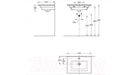 Умывальник Kerama Marazzi Piano 65 / PI.wb.65