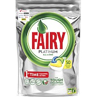 Капсулы для посудомоечных машин Fairy Platinum All in One Лимон (50шт)
