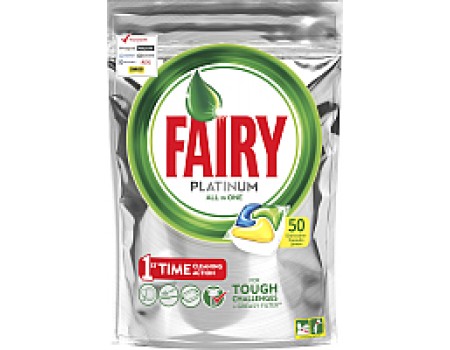 Капсулы для посудомоечных машин Fairy Platinum All in One Лимон (50шт)