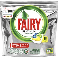 Капсулы для посудомоечных машин Fairy Platinum All in One Лимон (18шт)