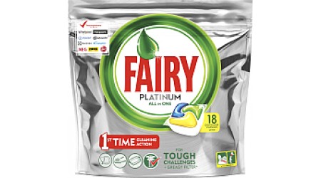 Капсулы для посудомоечных машин Fairy Platinum All in One Лимон (18шт)