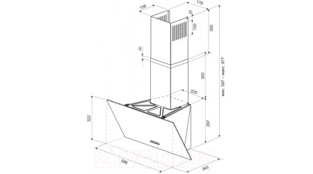 Вытяжка наклонная Krona Polly 600 PB / 00002362 (белый)