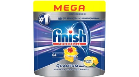Таблетки для посудомоечных машин Finish Powerball Quantum Max Lemon (64шт)