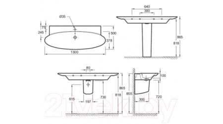 Умывальник Jacob Delafon Presquile E4435-00