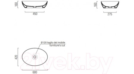 Умывальник GSI Ceramic Elements Pura 884211