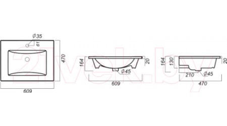 Умывальник Sanita Luxe Quadro 60 / QDR60SLWB01