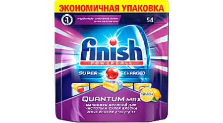 Таблетки для посудомоечных машин Finish Quantum Max Лимон (54шт)
