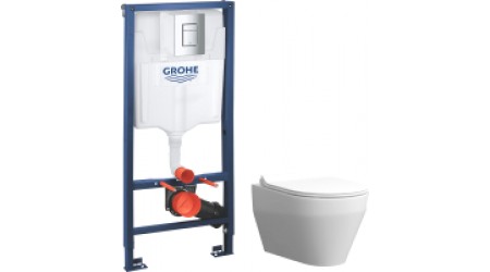 Унитаз подвесной с инсталляцией Керамин Бари R + 38772001 (с сиденьем Slim и микролифтом)