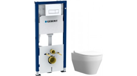 Унитаз подвесной с инсталляцией Керамин Бари R + 458.128.11.1 (с сиденьем Slim и микролифтом)