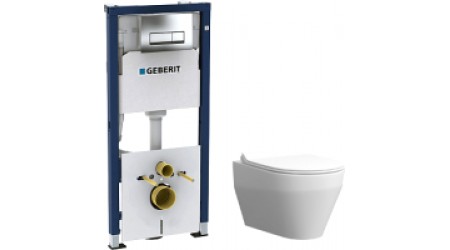 Унитаз подвесной с инсталляцией Керамин Бари R + 458.128.21.1 (с сиденьем Slim и микролифтом)